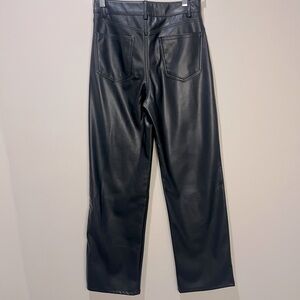 GARAGE Black Faux Leather High Waisted Straight Leg Size SMALL